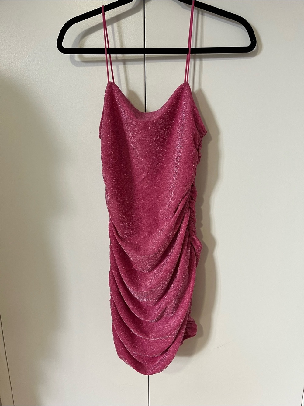 Women's Pink Ruched Slip Dress